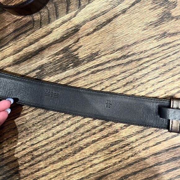 silver brown prada saffiano leather belt - Picture 5 of 5